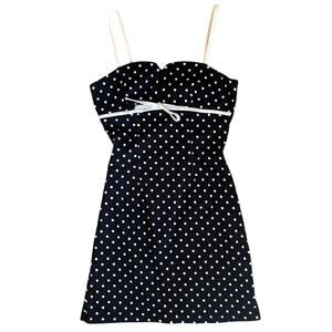 Polka dot bow cotton dress 90’s